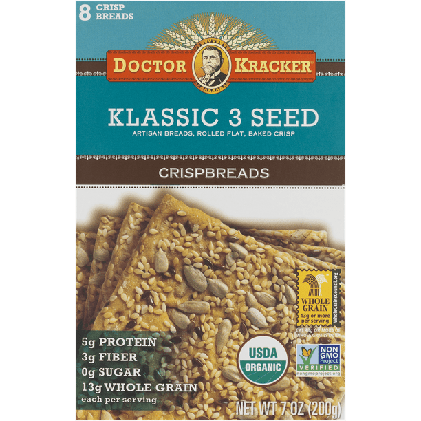 Doctor Kracker Klassic 3 Seed Organic Crispbreads, 7 Ounce Boxes