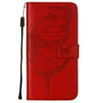 thumbnail image 3 of Dteck iPhone 11 Pro Max Case, Butterfly Patterned Wallet Case, Magnetic Hand Strap Credit Card Holder Slots Synthetic Leather Kickstand Protective Cover For iPhone 11 Pro Max, Red, 3 of 10