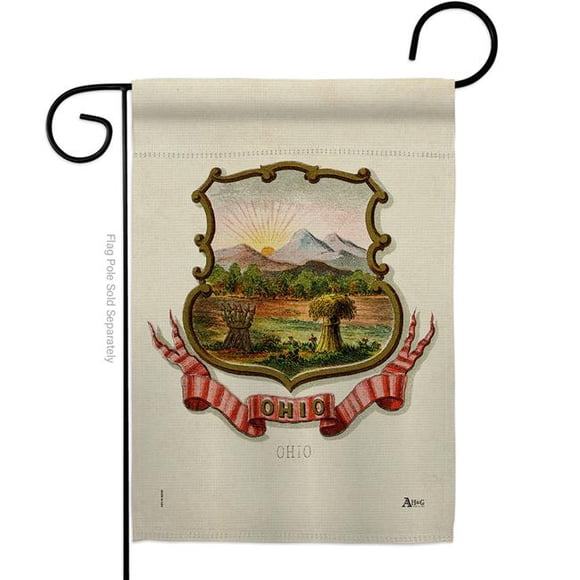 Americana Home & Garden G141241-BO 13 x 18.5 in. Coat of Arms Ohio Garden Flag with Americana States Double-Sided Decorative Vertical House Banner Yard Gift