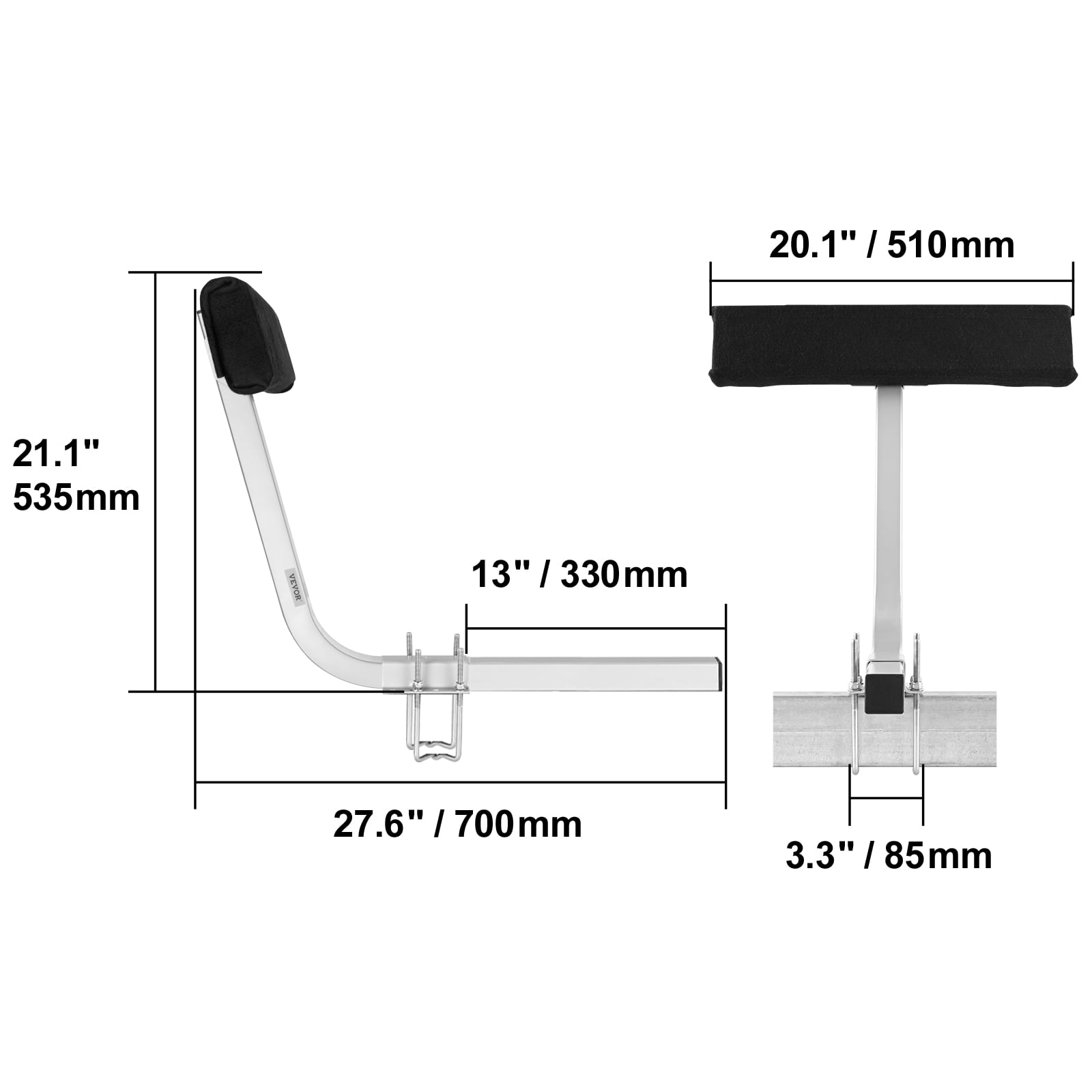 KFFKFF Boat Trailer Bunk Board Guide-on 2.3' Feet Rail Guides ons Adjustable