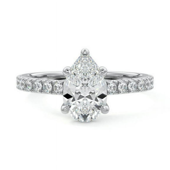 Brig Jewel Pear Cut 1.8 Ct VVS1/D Diamond Ring for Her - 14K White Gold Plated Rings for Gifts - Proposal Delicate Rings - Engagement Wedding Diamond Jewelry for Women's - Party Wear Diamond Rings