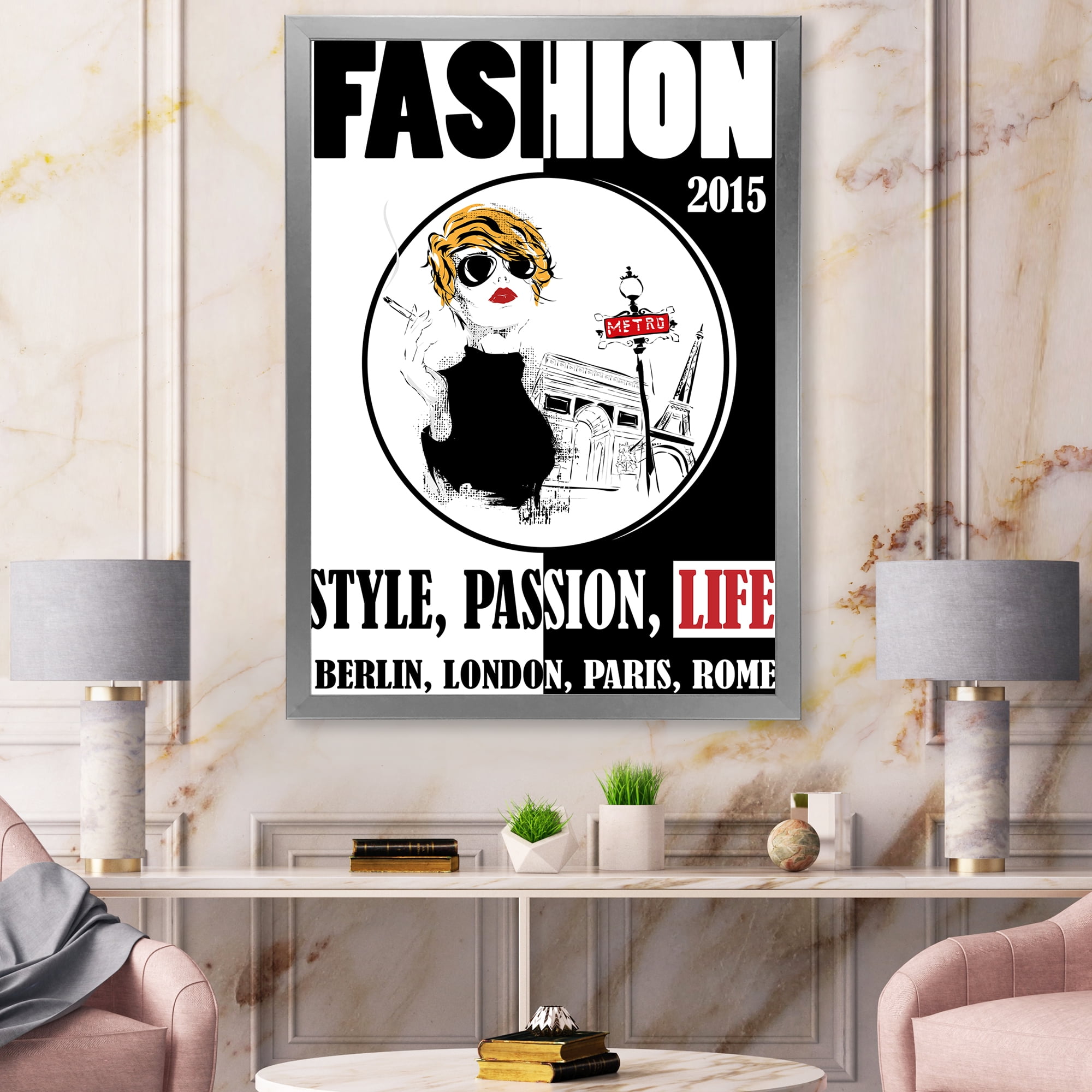 Designart 'Style Passion Life Fashion Woman I' Vintage Framed Art Print