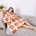 thumbnail image 5 of Oversized Wearable Blanket Hoodie,Halloween Jack O Lantern Silhouettes Pattern Sherpa Blanket Hoodie with Super Pockets,Super Warm Fuzzy Pullover for Women & Men, 5 of 6