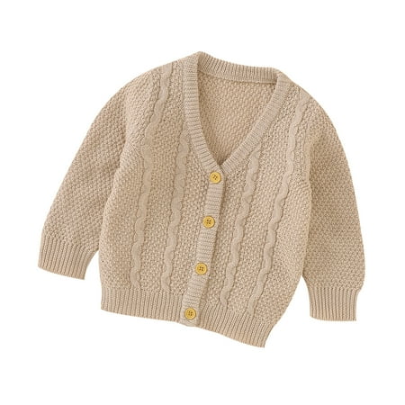 

sdghg Girl’s Solid Color Knitted Cardigan Long Sleeve V-neck Single Breasted Warm Coat Lovely Baby Clothes for Spring and Autumn