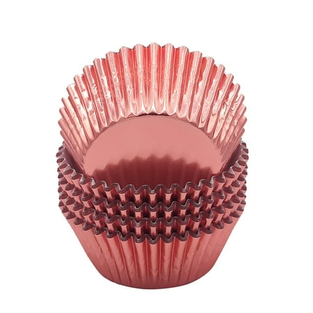 Mombake Standard Foil Rosegold Cupcake Liners Muffin Baking Cups for Party and More, 100-Count