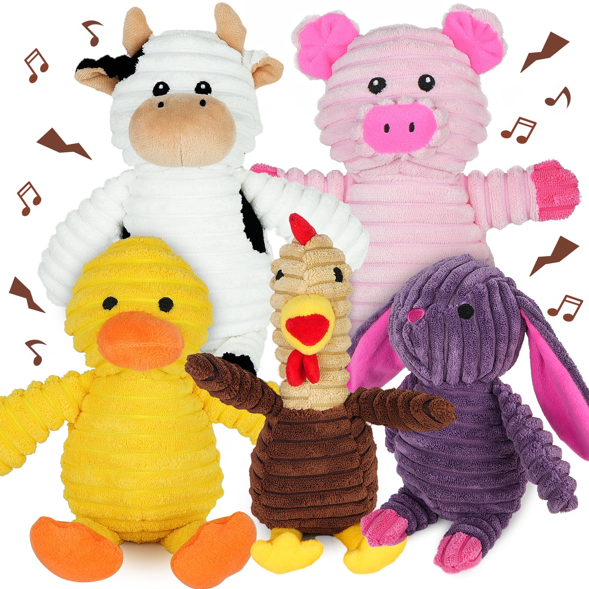 Prime Pets Dog Toys, 5 Pack, Squeaky Plush Dog Chew Toys Gift for Small Medium Large Dogs, Puppy