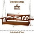 thumbnail image 7 of Wooden Porch Swing with Chains & Upgraded Cupholders Outdoor Patio Swing Bench for Garden & Backyard & Balcony, 7 of 7