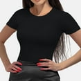 thumbnail image 4 of OVESPORT Women's Round Neck Bodysuits, Short Sleeved Slim Fit Top Can Be Used As An Inner Layer, Suitable For Different Occasions, 4 of 9