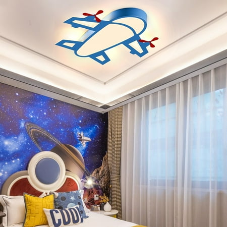 

Rlietter Kids Ceiling Light for Bedroom Blue Airplane Light Fixture Flush Mount Light Fixture Ceiling Light Fixtures 3000K-6000K with Remote Control for Kids Room