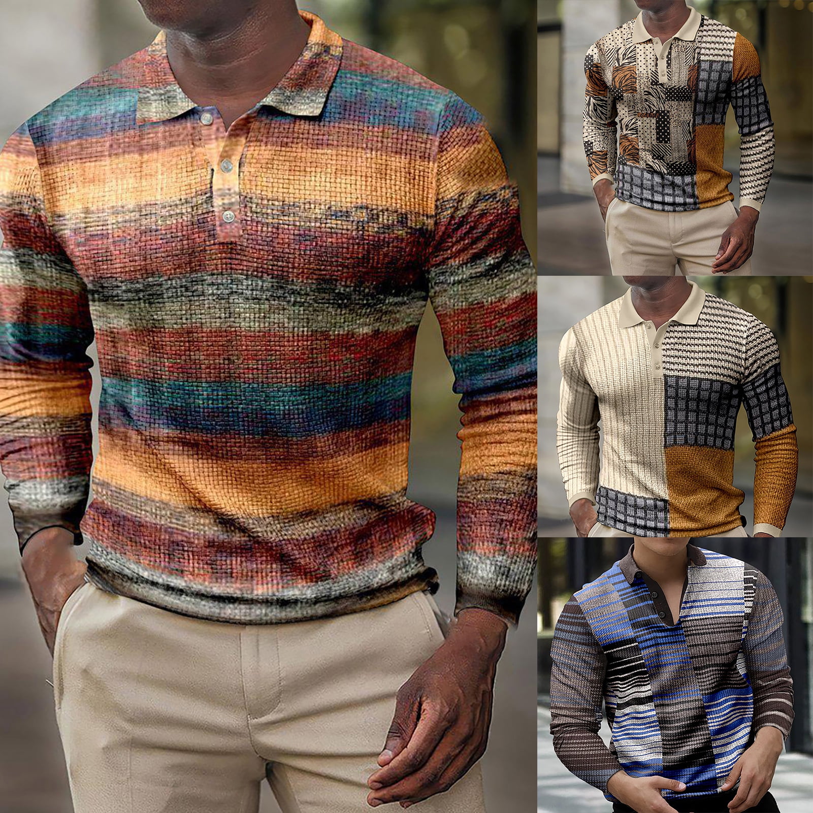 Coolred-Men Slim Fit Turn-Down Collar Striped Long-Sleeve Solid Shirts Coolred-Men Slim Fit Turn-Down Collar Striped Long-Sleeve Solid Shirts