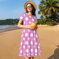 thumbnail image 4 of Fotbe Purple And White Polka Dot Vestido Largo de Moda para Mujer, Vestido Tipo Camiseta con Manga Corta y Estilo Casual a Rayas y Bloques de Color, 4 of 6