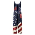 thumbnail image 5 of Wiyuqeen Linen Bib Overalls for Women Sleeveless Patriotic Wide Leg Rompers Trendy Stars Striped Print Jumpsuits Holiday Overalls, 5 of 8