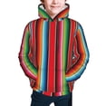 thumbnail image 2 of Bingfone Mexican Serape Blanket Stripes Pattern Youth Classic Hoodies Soft Hooded Pullover Sweatshirts for Girls and Boys, 2 of 6
