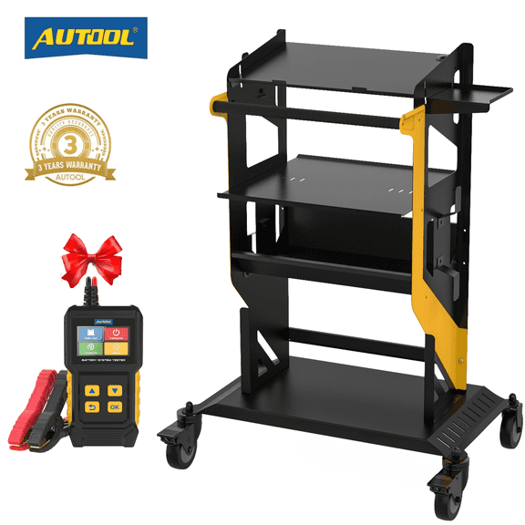 AUTOOL T22 4-Tier Rolling Tool Cart 220 lb Capacity 360° Rotation Casters Cord Programmed Power Management for Garage Workshop Automotive Storage