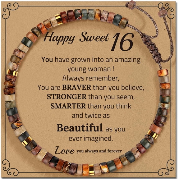 16th 21st 30th 40th 50th 60th 70th 80th Birthday Gifts for Women, Funny Natural Stone Bracelet Birthday Gifts for Her Mom Grandma Daughter Sister Friend