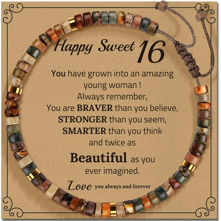 16th 21st 30th 40th 50th 60th 70th 80th Birthday Gifts for Women Funny Natural Stone Bracelet Birthday Gifts for Her Mom Grandma Daughter Sister Friend