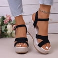thumbnail image 3 of Dakaela Wedges Sandals for Women 2026 Comfortable Platform Summer Espadrille Shoes Ankle Strap Open Toe Dressy Beach Sandal Black Size 8.5, 3 of 9