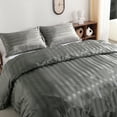 thumbnail image 5 of Ntbay 3-Pieces Twin Size Silky Satin Stripe Duvet Cover Set, Ultra Soft & Luxury Bedding Set with 1 Duvet Cover (No Comforter) & 2 Envelope Pillowcases (No Pillows), Dark Gray, 5 of 5