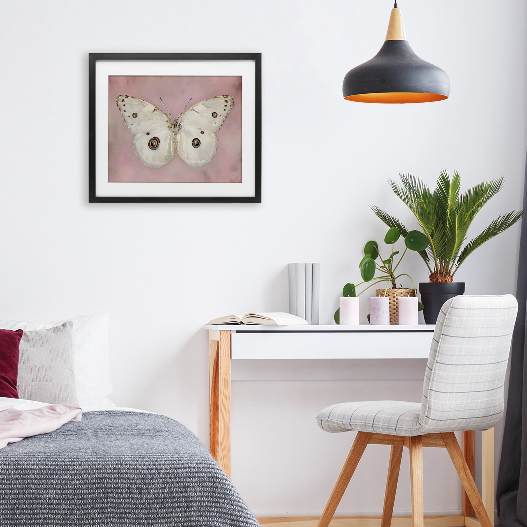 Stupell Industries Gossamer Butterfly on Blush Background Black Framed Print Under Glass, design by Arlington Prints