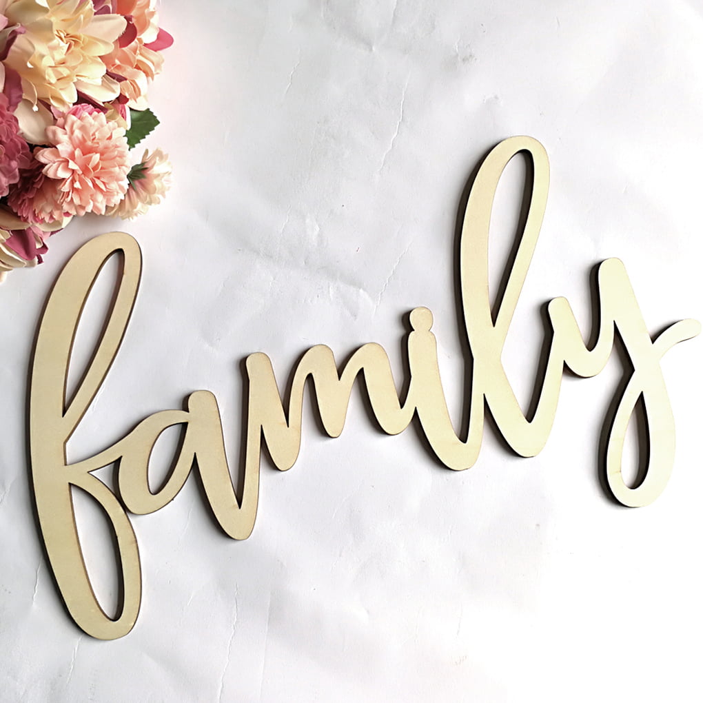 Rekkles Family Letter Wooden Greetings Wall Art Word Cutout Sweet Decor Home Door Ornaments Portable Lightweight