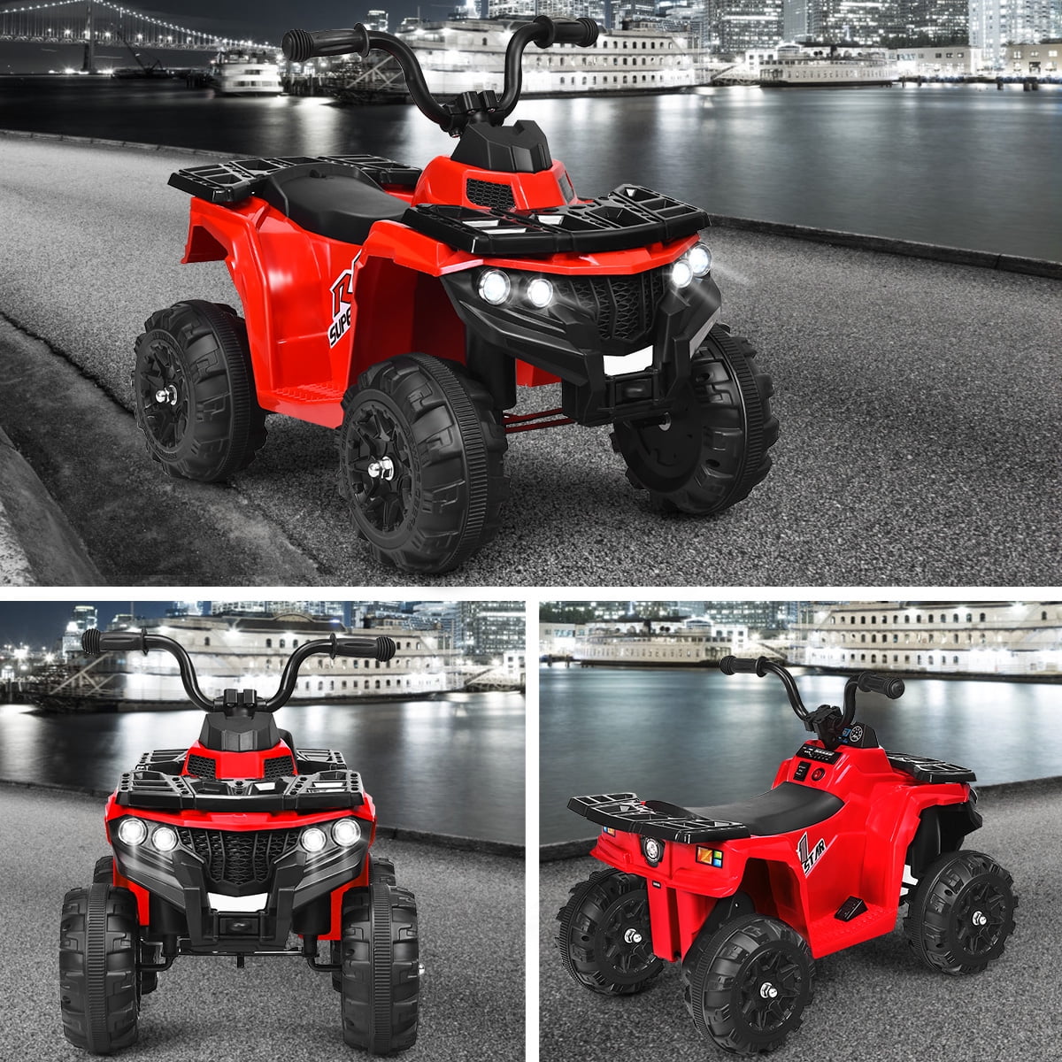 Gymax Kids Ride On Car 6V Battery Powered ATV w/4 Anti-skid Wheels Music Player Red