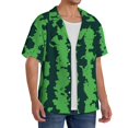 thumbnail image 2 of KLL Green Stripes Of Watermelon Print Men's Shirt Short Sleeve Button Down Summer Cuba Beach Shirts- XX-Large, 2 of 5