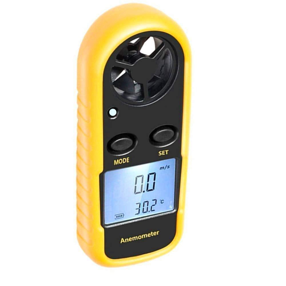 Mini LCD Wind Speed Gauge Air Velocity Meter Anemometer Digital NTC Thermometer 