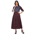 thumbnail image 2 of Moomaya Printed Front Slit A-Line Kurtis For Women Short Sleeve Summer Kurta, 2 of 5