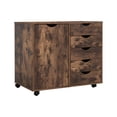 thumbnail image 4 of Drawer Dresser Storage Cabinet for Makeup Dresser Tall Chest of Drawers, Drawer Chest Makeup Cabinet with Wheels Wood Closet Storage Drawers for Bedroom -Color:Rustic Brown,Size:5 Drawer With Shelf, 4 of 10