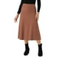 thumbnail image 1 of Falda midi de punto acampanada de mujer INSPIRE CHIC, con cintura alta elástica y stretchy, talla S, color caramelo, 1 of 6