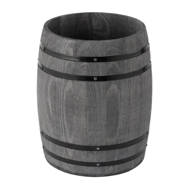 Organizador de utensilios de madera tipo barril rústico vintage para utensilios de cocina. Gris