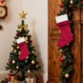 thumbnail image 5 of Clearance Under $6 1PC Ruffled Christmas Stocking, Red Velvet Xmas Stocking with White Cuff, Large Hanging Stocking for Fireplace Tree Holiday Decor, 5 of 5