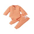 thumbnail image 1 of MesaSe Newborn Infant Baby Boy Girl Winter Clothes Ribbed Solid Button Long Sleeve Tops Pants 2PCS Set Orange 0-3 Months, 1 of 8
