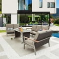 thumbnail image 3 of Patio Festival Thermal Transfer Metal 4-Piece Outdoor Dining Set in Gray/Beige, 3 of 7