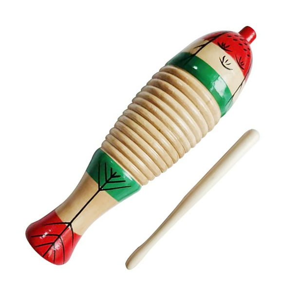 Guiro Instrument, Colorful Wooden Fish Shaped Guiro Percussion