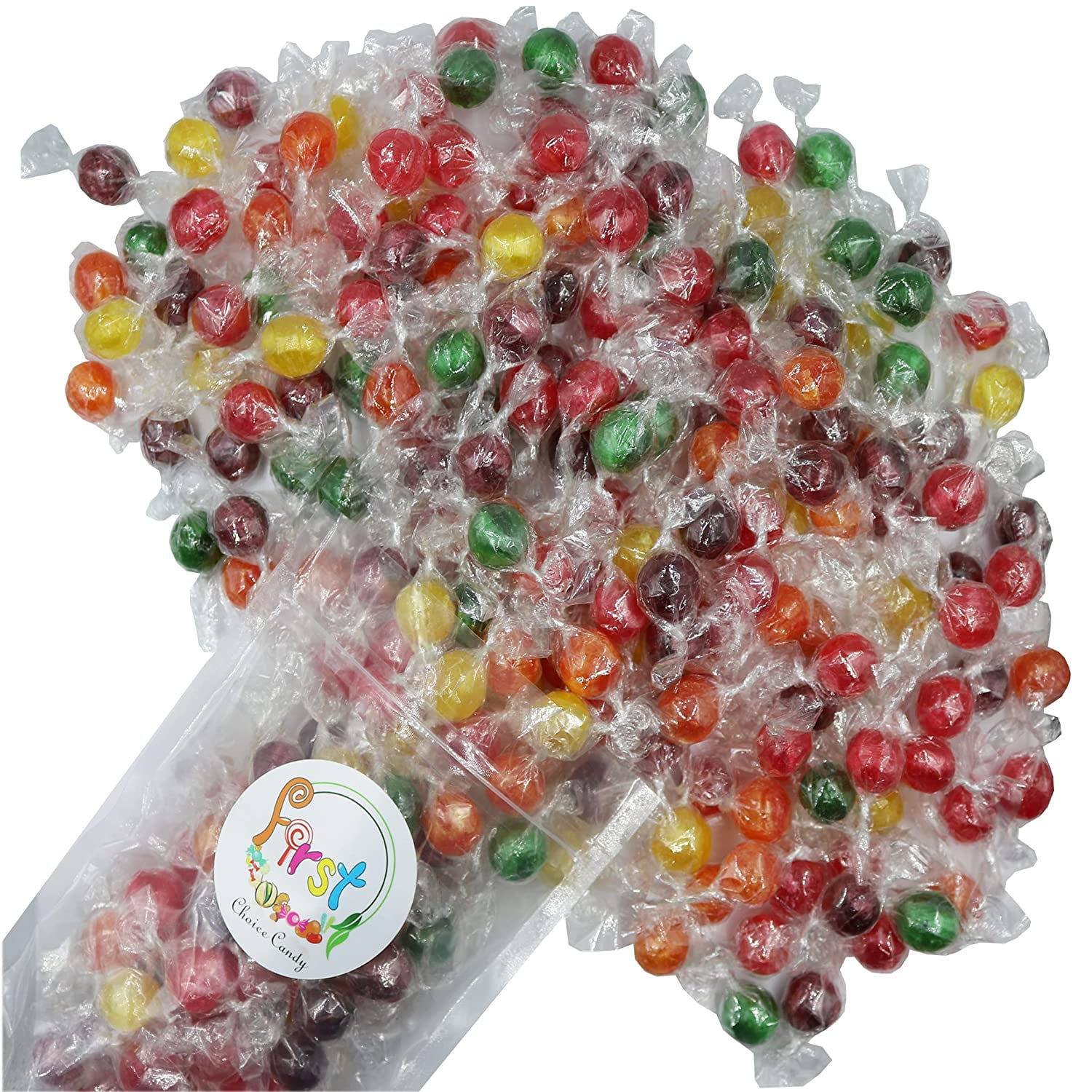 Individually Wrapped Assorted Sour Fruit Hard Candy Balls, 5 Pound