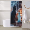 thumbnail image 5 of Halloween Shower Curtain, Halloween Black Cat Ghost Pumpkin Halloween Decor Shower Curtain, Halloween Decorations Bathroom Curtain with 9 Buttonholes, Ruffle Shower Curtain 60x72in, 5 of 6