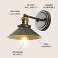 thumbnail image 3 of JONATHAN Y July 7.88" 1-Light Industrial Farmhouse Metal Vanity Light, Rustic Dark Gray/Brass Gold, 3 of 7