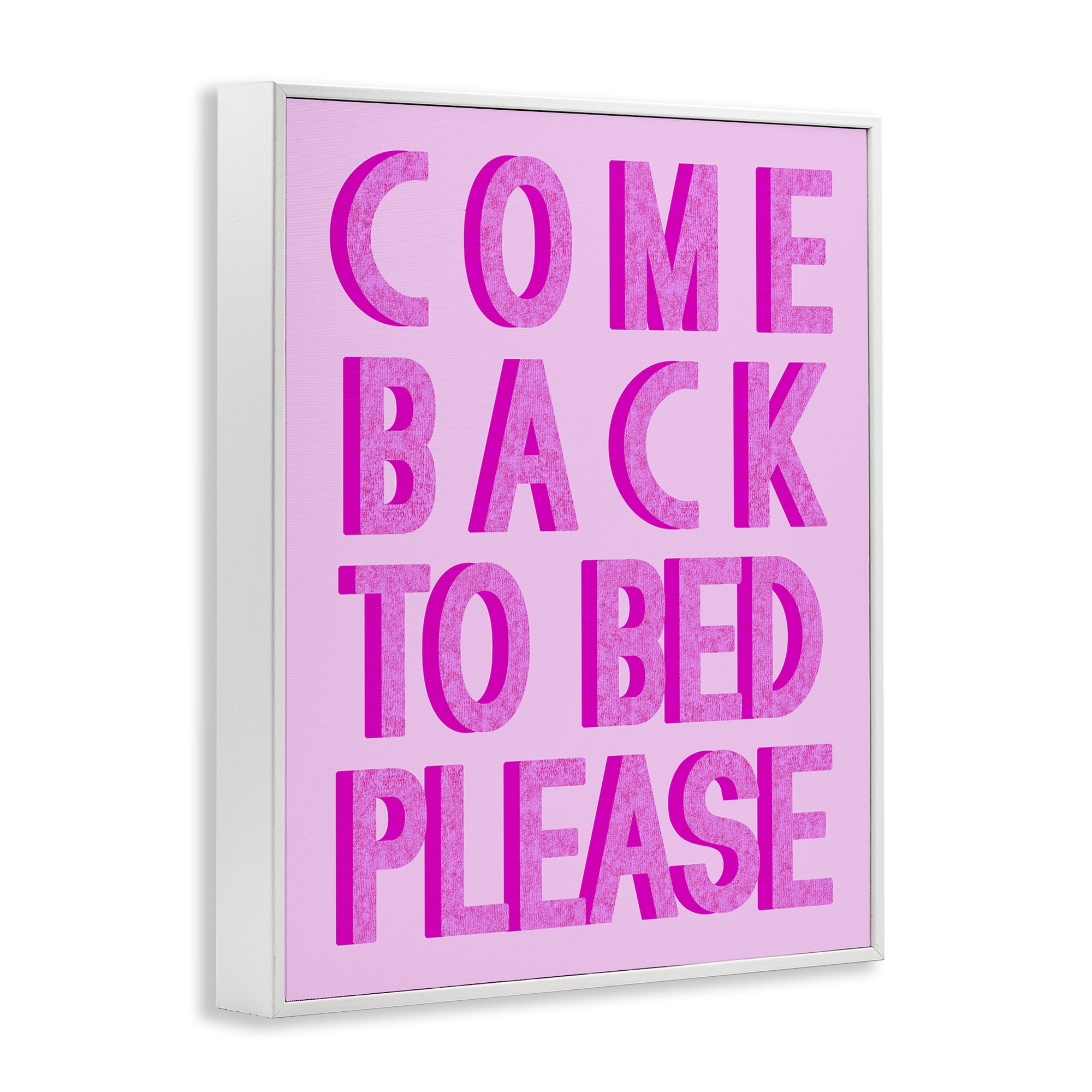 Stupell Industries Purple Back to Bed Typography Painting White Framed Art Print Wall Art, 11 x 14