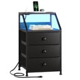 thumbnail image 4 of GUNAITO Led Nightstand with Charging Station Side Table with 3 Drawers End Table with Open Shelf Bedside Table with USB Ports and Outlets Nightstand for Bedroom,Black, 4 of 10