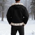 thumbnail image 4 of Men's New Fleece-Lined Hooded Cardigan Hoodie - Black L, 4 of 6