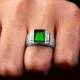 thumbnail image 2 of Dreamofdazzles Jewels 14K White Gold Plated 1.50 Ct Emerald Cut Green Emerald Wedding Engagement Band Pinky Ring 925 Sterling Silver For Men's -9, 2 of 3