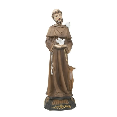 MrcjSales – San Francisco de Asis Resin Statues - saint franciso pf asis | 8' inches | High-Quality Craftsmanship | Perfect for Church, Home Decor, Gifts