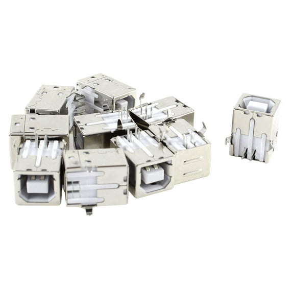 Unique Bargains 10 Pcs USB Female Type-B Jack 4-Pin Right Angle PCB DIP Socket Connector