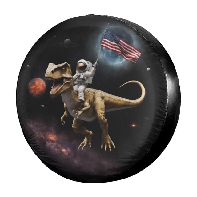 Dujiea Funda Universal Para Neumáticos De Repuesto Con Diseño De Dinosaurio Patriótico, A Prueba De Polvo, Para Remolques, Rv, Furgonetas, Suv, Camiones, Campistas Y Muchos Vehículos De 14, 15, 16, 17