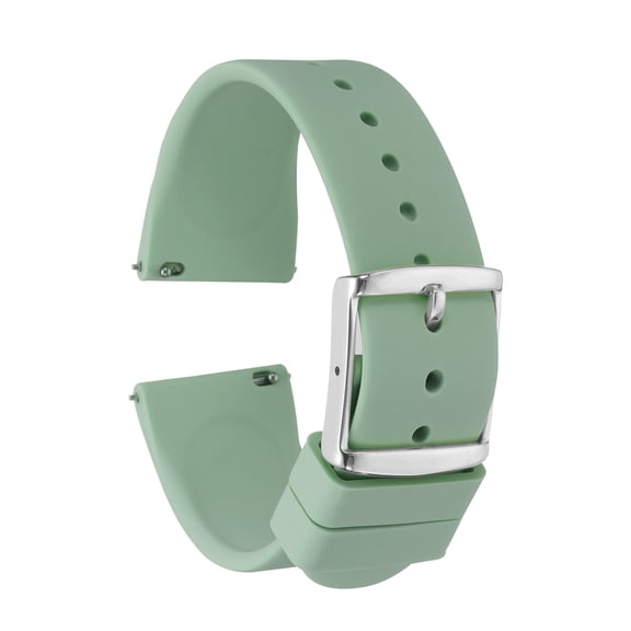Uxcell Silicone Watch Band 22mm Quick Release Rubber Replacement Watch Strap with Stainless Steel Silver Clasp, Light Green