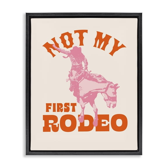 Stupell Industries Southwestern Not My First Rodeo Phrase Black Floating Frame Canvas Art, 17 x 21, by Victoria Barnes