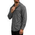 thumbnail image 2 of Cmfcve Men's Hooded Shirts Quick Dry Long Sleeve Button Down Hiking Fishing Shirt Sun Protection Quick Dry Outdoor Tops with Pockets, 2 of 6