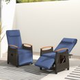 thumbnail image 1 of Costway Lot de 2 Fauteuils Inclinables de Patio en Osier avec Dossier et Repose-Pieds Réglables, Table d'Appoint Rabattable, Bleu Marine, 1 of 9