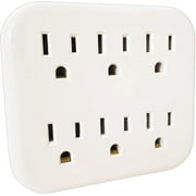 6 Grounded Outlet Wall Plug Adapter, Wall Tap Splitter, Outlet Extender, Turn 2 Outlets Into 6